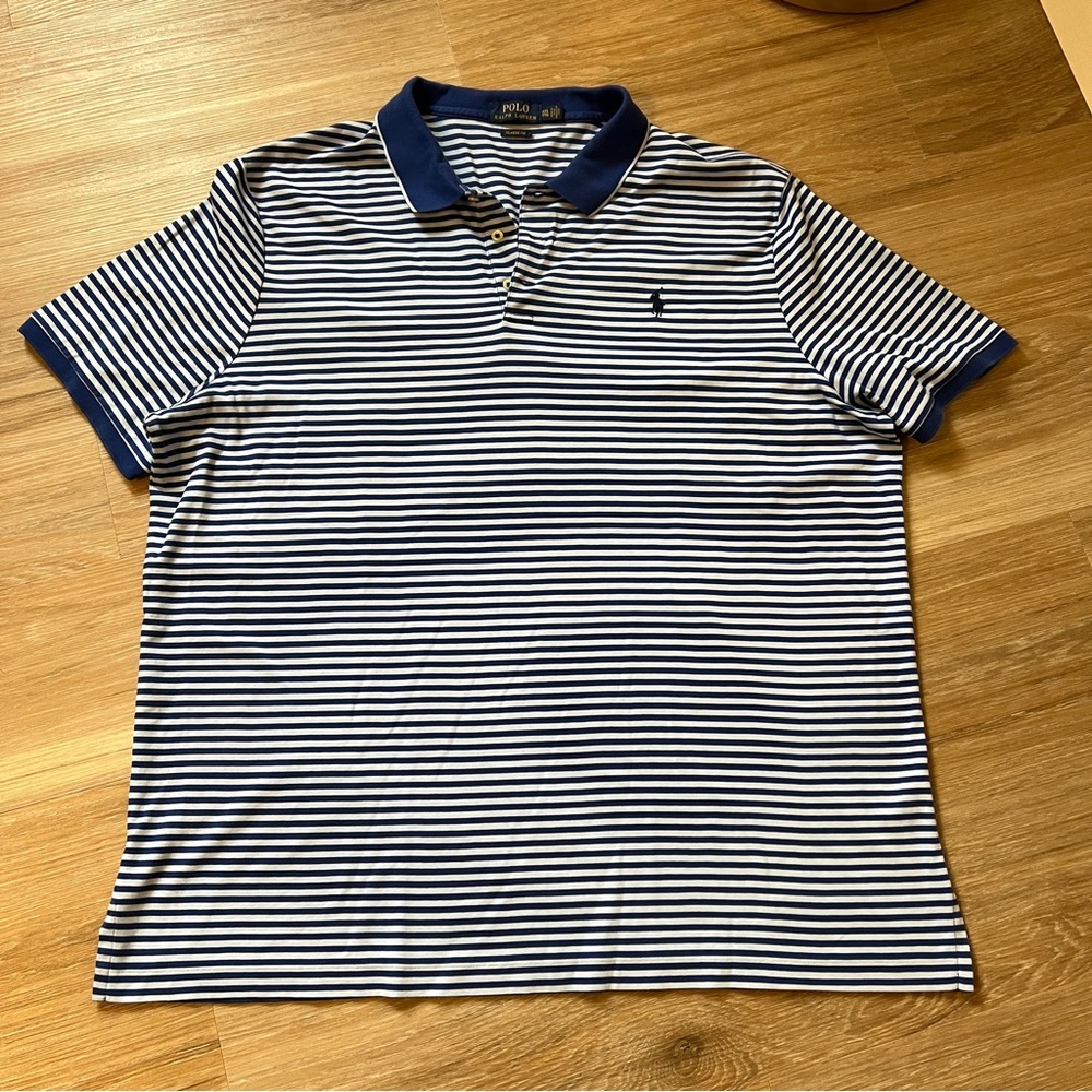 Polo Ralph Lauren Classic Fit Striped Men’s Shirt Blue White XXL 2XL